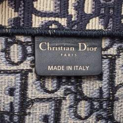 Pre Owned Dior Navy Blue Oblique Canvas Medium Book Tote 