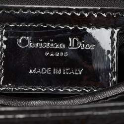 Pre Owned Dior Black Cannage Patent Leather Large Lady Dior Tote