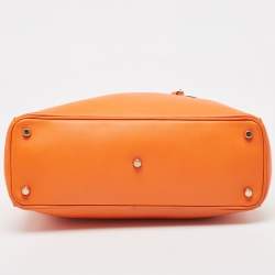 Pre Owned Dior Orange Leather Medium Diorissimo Shopper Tote