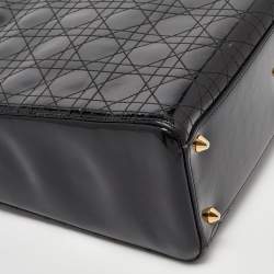 Pre Owned Dior Black Cannage Patent Leather Large Lady Dior Tote