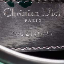Dior Metallic Silver/Green Printed Leather Medium Lady Dior Tote