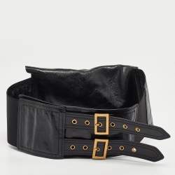 Pre Owned Dior Black Shine Leather Saddle Waist Belt Bag