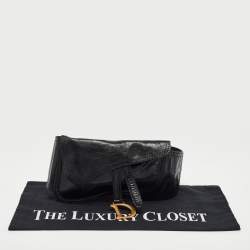 Pre Owned Dior Black Shine Leather Saddle Waist Belt Bag