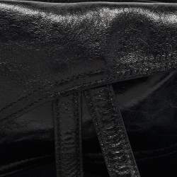 Pre Owned Dior Black Shine Leather Saddle Waist Belt Bag