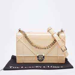 Dior Beige Patent Leather Medium Diorama Shoulder Bag