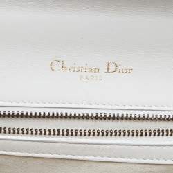 Pre Owned Dior Off White Studded Leather Small Diorama Shoulder Bag