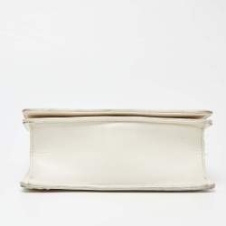 Pre Owned Dior Off White Studded Leather Small Diorama Shoulder Bag