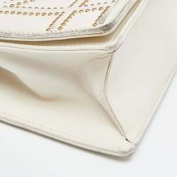 Pre Owned Dior Off White Studded Leather Small Diorama Shoulder Bag