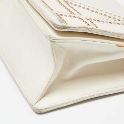 Pre Owned Dior Off White Studded Leather Small Diorama Shoulder Bag