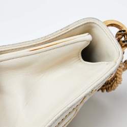 Pre Owned Dior Off White Studded Leather Small Diorama Shoulder Bag