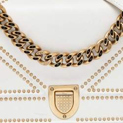 Pre Owned Dior Off White Studded Leather Small Diorama Shoulder Bag