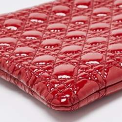 Pre Owned Dior Red Cannage Patent Leather Panarea Clutch