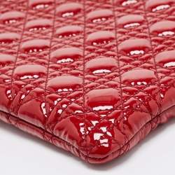 Pre Owned Dior Red Cannage Patent Leather Panarea Clutch