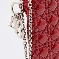 Pre Owned Dior Red Cannage Patent Leather Panarea Clutch