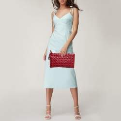 Pre Owned Dior Red Cannage Patent Leather Panarea Clutch