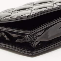 Pre Owned Dior Black Cannage Patent Leather Lady Dior Chain Clutch