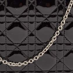 Pre Owned Dior Black Cannage Patent Leather Lady Dior Chain Clutch