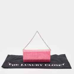 Pre Owned محفظة بسلسلة ديور ارنديفو جلد ثعبان وردي