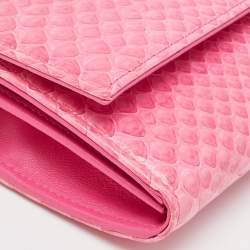 Pre Owned محفظة بسلسلة ديور ارنديفو جلد ثعبان وردي