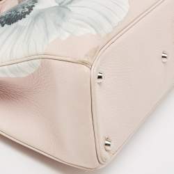Pre Owned Dior Pink Floral Print Leather Medium Diorissimo Shopper Tote