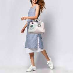 Pre Owned Dior Pink Floral Print Leather Medium Diorissimo Shopper Tote