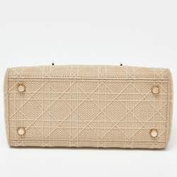Pre Owned Dior Beige Embroidered Canvas Medium Lady D-Lite Tote