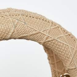 Pre Owned Dior Beige Embroidered Canvas Medium Lady D-Lite Tote