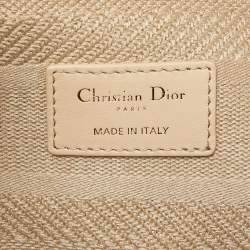 Pre Owned Dior Beige Embroidered Canvas Medium Lady D-Lite Tote
