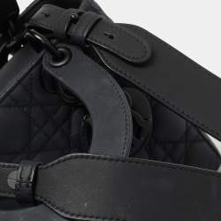Pre Owned Dior Matte Black Cannage Leather Small Lady Dior My ABCDior Tote