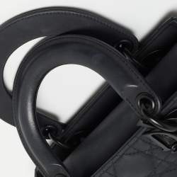 Pre Owned Dior Matte Black Cannage Leather Small Lady Dior My ABCDior Tote