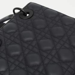 Pre Owned Dior Matte Black Cannage Leather Small Lady Dior My ABCDior Tote