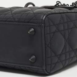 Pre Owned Dior Matte Black Cannage Leather Small Lady Dior My ABCDior Tote