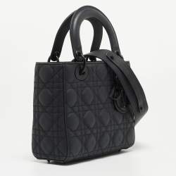 Pre Owned Dior Matte Black Cannage Leather Small Lady Dior My ABCDior Tote