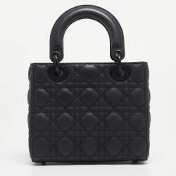 Pre Owned Dior Matte Black Cannage Leather Small Lady Dior My ABCDior Tote