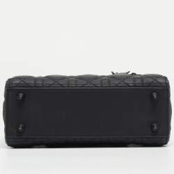 Pre Owned Dior Matte Black Cannage Leather Small Lady Dior My ABCDior Tote