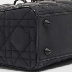 Pre Owned Dior Matte Black Cannage Leather Small Lady Dior My ABCDior Tote