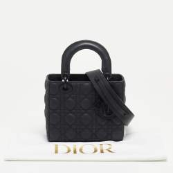Pre Owned Dior Matte Black Cannage Leather Small Lady Dior My ABCDior Tote