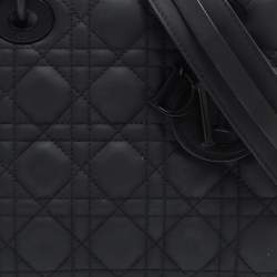 Pre Owned Dior Matte Black Cannage Leather Small Lady Dior My ABCDior Tote