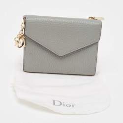 Pre Owned Dior Grey Leather Trifold Wallet