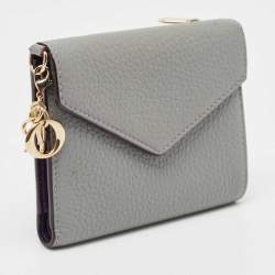 Pre Owned Dior Grey Leather Trifold Wallet