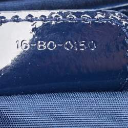 Pre Owned Dior Dark Blue Cannage Quilted Patent Leather New Lock Flap Bag