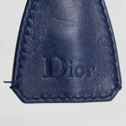 Pre Owned Dior Dark Blue Cannage Quilted Patent Leather New Lock Flap Bag