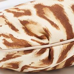 Pre Owned Dior Beige/Brown Leopard Printed Fabric and Leather Buckle Handle Hobo 