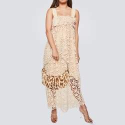 Pre Owned Dior Beige/Brown Leopard Printed Fabric and Leather Buckle Handle Hobo 