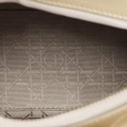 Pre Owned Dior Beige Cannage Patent Leather Medium Lady Dior Tote