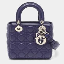 Pre Owned Dior Purple Cannage Leather Small Lady Dior My ABCDior Bag