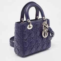 Pre Owned Dior Purple Cannage Leather Small Lady Dior My ABCDior Bag