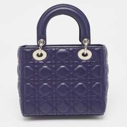 Pre Owned Dior Purple Cannage Leather Small Lady Dior My ABCDior Bag