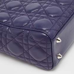 Pre Owned Dior Purple Cannage Leather Small Lady Dior My ABCDior Bag