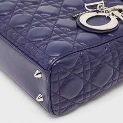 Pre Owned Dior Purple Cannage Leather Small Lady Dior My ABCDior Bag